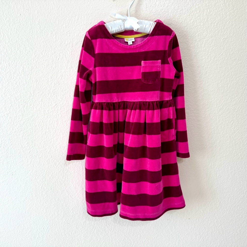 Mini Boden Velour Stripe Dress